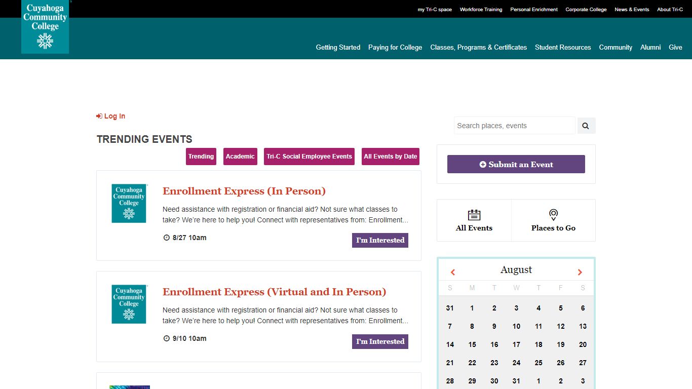 Events Calendar - Cuyahoga Community College
